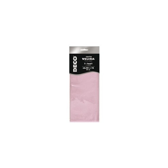 Carta velina - 20 gr - 50 x 76 cm - rosa - Deco - busta 5 fogli