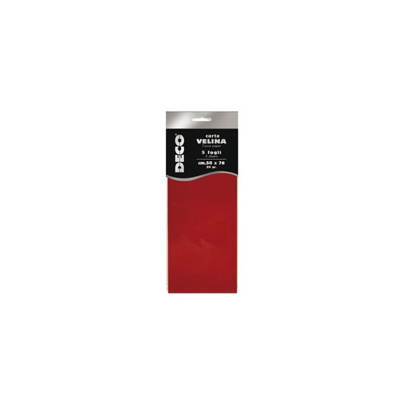 Carta velina - 20 gr - 50 x 76 cm - rosso - Deco - busta 5 fogli