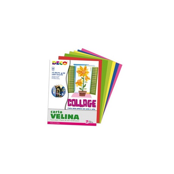 Carta velina - 50 x 76 cm - 10 colori assortiti - Deco - busta 50 fogli