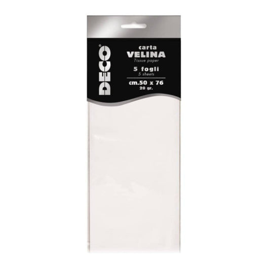 Carta velina CWR in busta da 5 fogli - 50x76 cm - 20 g/mq bianco 12283/01