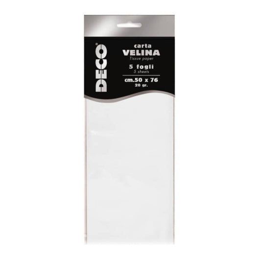 Carta velina CWR in busta da 5 fogli - 50x76 cm - 20 g/mq bianco perlescente 12295/01