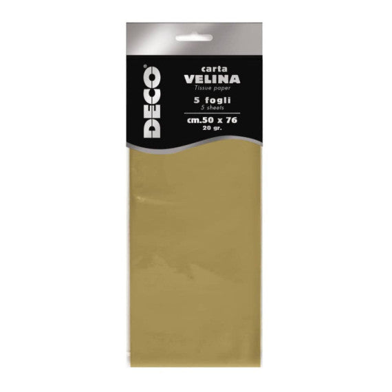 Carta velina CWR in busta da 5 fogli - 50x76 cm - 20 g/mq oro scuro perlescente 12295/03