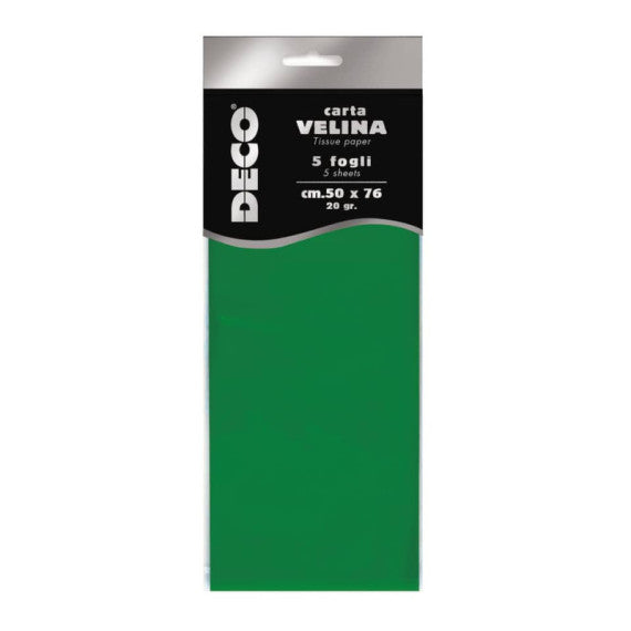 Carta velina CWR in busta da 5 fogli - 50x76 cm - 20 g/mq verde chiaro 12283/16