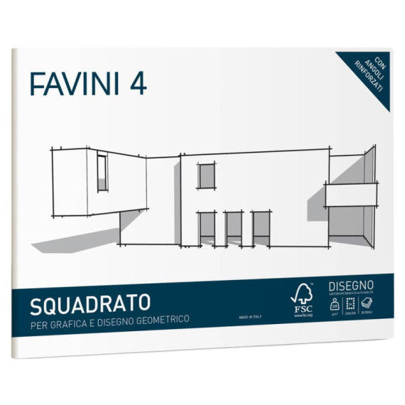 Cartangolo da disegno Favini 4 f.to 24x33 cm 20 fogli da 220 g/m2 liscio squadrato - A167504