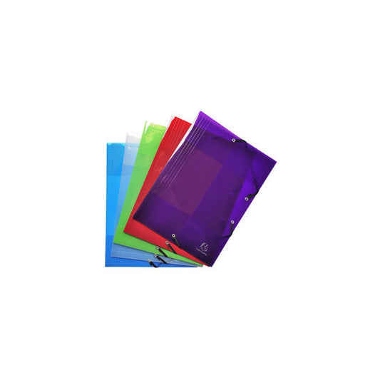 Cartella 3 lemb Crystal Colours - con elastici - PPL - 24 x 32 cm - colori assortiti - Exacompta