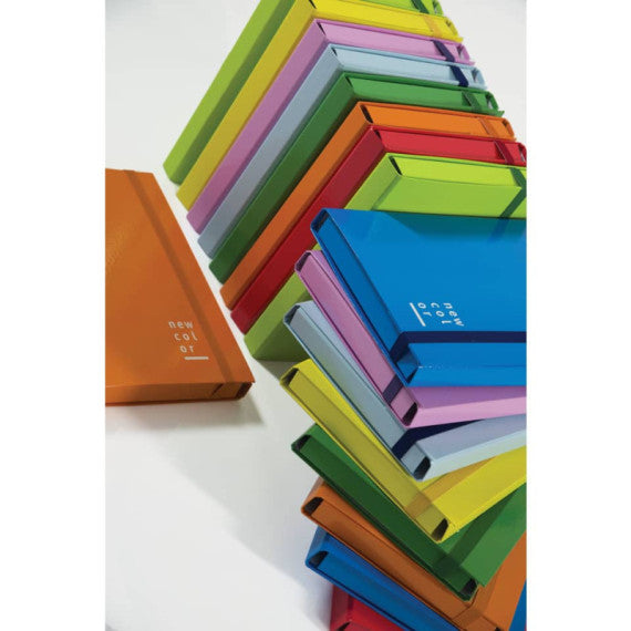 Cartella a 3 lembi con elastico piatto BREFIOCART NEW COLOR 25x35 cm dorso 2 cm 25x35 cm azzurro - 0221302.AZ