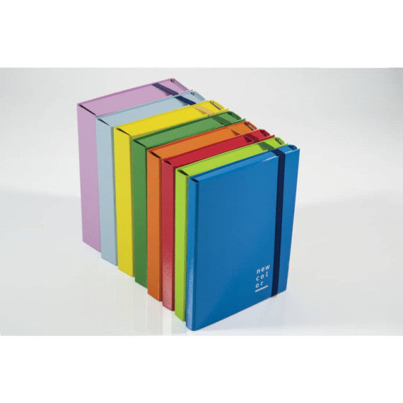 Cartella a 3 lembi con elastico piatto BREFIOCART NEW COLOR 25x35 cm dorso 2 cm arancio - 0221302.AR