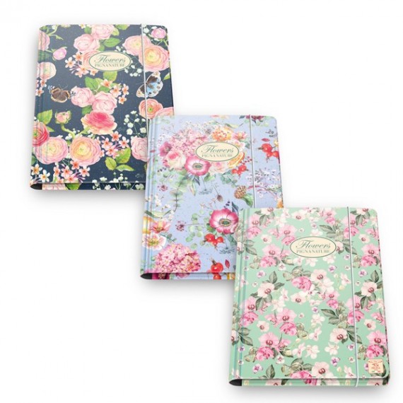 Cartella con elastico Nature Flowers - 26 x 34,5 cm - 3lembi - Pigna