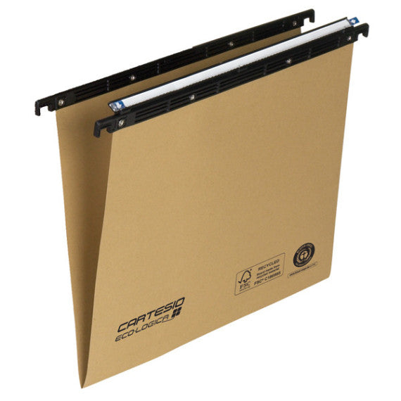Cartella sospesa Cartesio Ecologica - cassetto - 33 cm - fondo V - 31,2 x 25 cm - avana - Bertesi