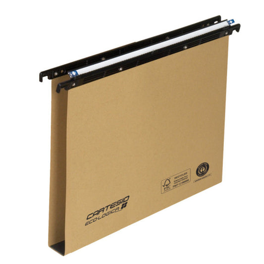 Cartella sospesa Cartesio Ecologica - cassetto - 39 cm - fondo U 30 mm - 37 x 25 cm - avana - Bertesi