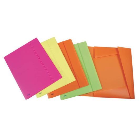 Cartella tre lembi con elastico Favorit Neon formato 33,5x42 cm dorso 2 cm colori assortiti in conf. 10 - 400090480