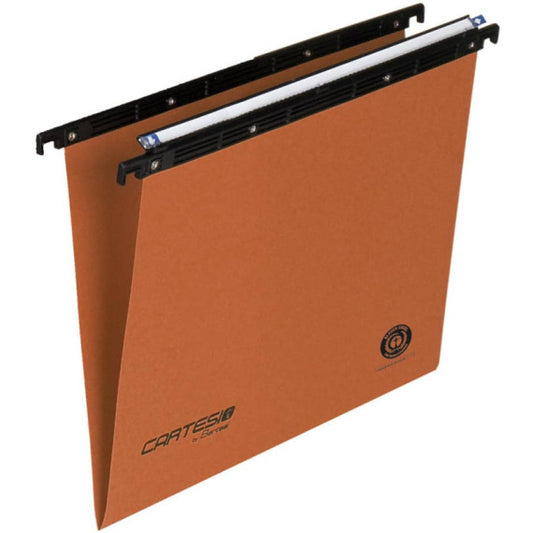 Cartelle sospese orizzontali per cassetti CARTESIO 39 fondo a V arancio arancio Conf. 50 pezzi - 100/395-B2