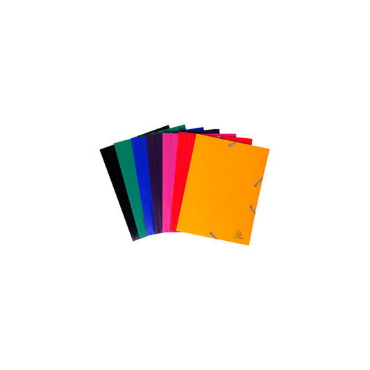 Cartellina 3 lembi - con elastici - PPL - 24x32 cm - colori assortiti - Exacompta
