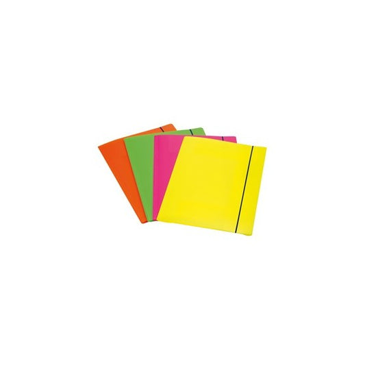 Cartellina 3 lembi Shocking File - con elastico - 25,5x35,5 cm - colori fluo assortiti - Fellowes