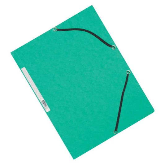 Cartellina a 3 lembi con elastico Q-Connect 24,3x32 cm cartoncino manilla 375 g/m² verde - KF02168