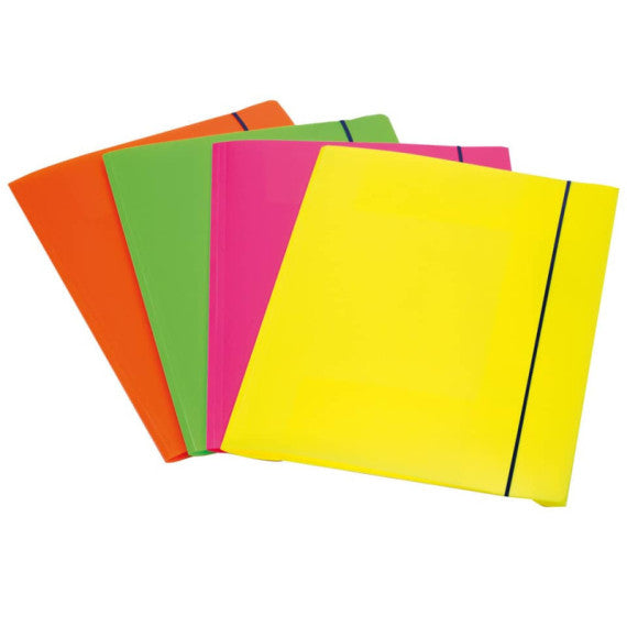 Cartellina a 3 lembi Leonardi cordonatura multipla con elastico A4 assortiti  conf. da 4 - 1028001