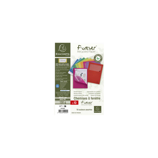 Cartellina a L Forever - con finestra - 130g - 22 x 31 cm - colori assortiti - Exacompta - conf. 10 pezzi