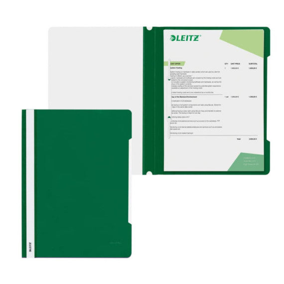 Cartellina ad aghi con clip Leitz in PVC A4 verde 41910055
