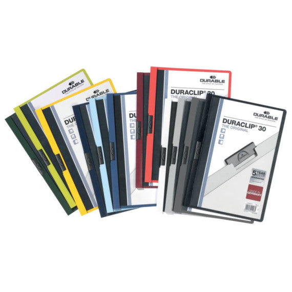 Cartellina con clip Durable DURACLIP® A4 bianco - dorso 3 mm - capacità 30 fogli 2200-02