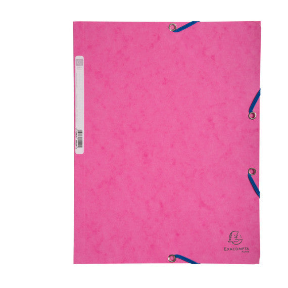 Cartellina con elastico - cartoncino lustrè - 3 lembi - 400 gr - 24 x 32 cm - rosa - Exacompta
