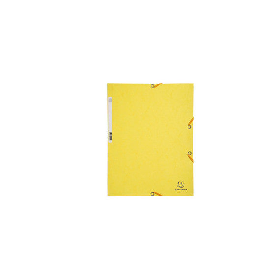 Cartellina con elastico - cartoncino lustrè - 3 lembi - 400 gr - 24x32 cm - giallo limone - Exacompta