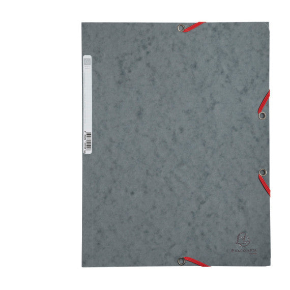 Cartellina con elastico - cartoncino lustrè - 3 lembi - 400 gr - 24x32 cm - grigio - Exacompta