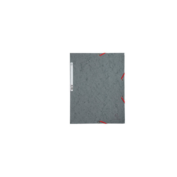 Cartellina con elastico - cartoncino lustrè - 3 lembi - 400 gr - 24x32 cm - grigio - Exacompta