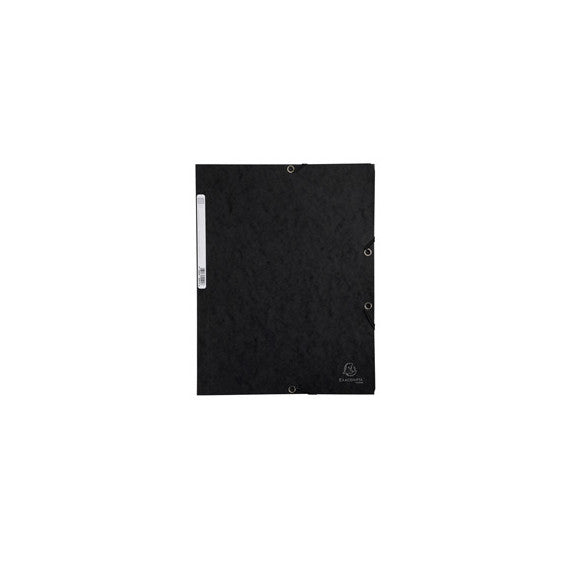 Cartellina con elastico - cartoncino lustrè - 3 lembi - 400 gr - 24x32 cm - nero - Exacompta