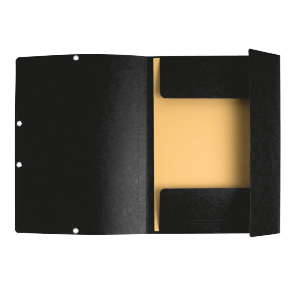 Cartellina con elastico - cartoncino lustrè - 3 lembi - 400 gr - 24x32 cm - nero - Exacompta