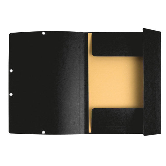 Cartellina con elastico - cartoncino lustrè - 3 lembi - 400 gr - 24x32 cm - nero - Exacompta