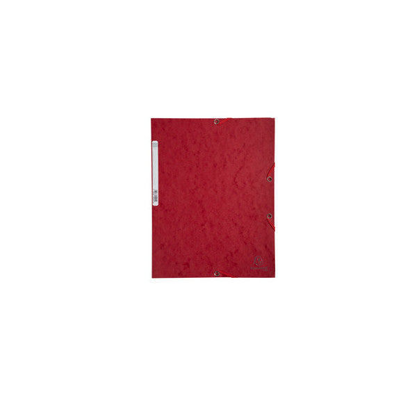 Cartellina con elastico - cartoncino lustrè - 3 lembi - 400 gr - 24x32 cm - rosso ciliegia - Exacompta