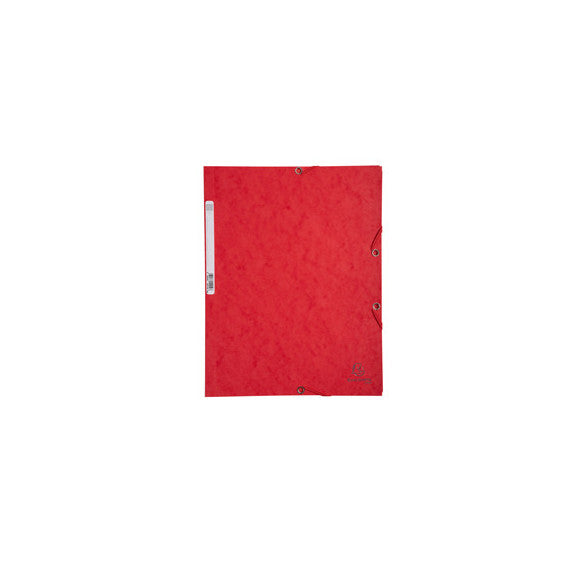 Cartellina con elastico - cartoncino lustrè - 3 lembi - 400 gr - 24x32 cm - rosso - Exacompta
