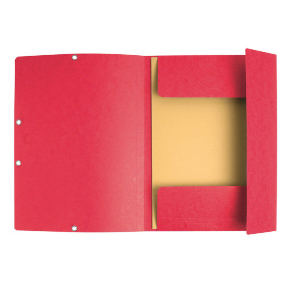 Cartellina con elastico - cartoncino lustrè - 3 lembi - 400 gr - 24x32 cm - rosso - Exacompta