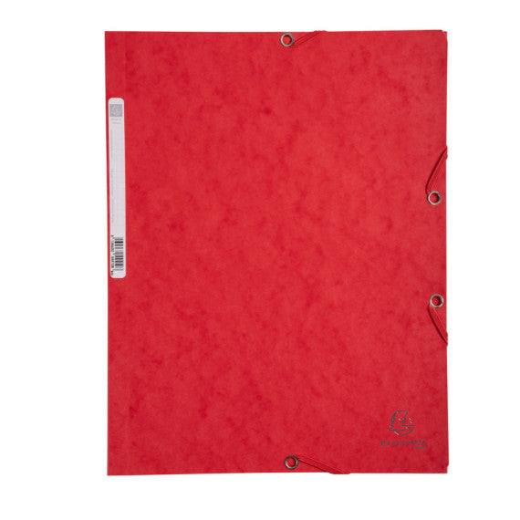 Cartellina con elastico - cartoncino lustrè - 3 lembi - 400 gr - 24x32 cm - rosso - Exacompta