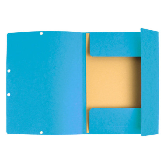 Cartellina con elastico - cartoncino lustrè - 3 lembi - 400 gr - 24x32 cm - turchese - Exacompta
