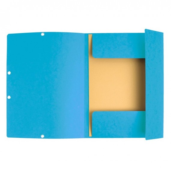 Cartellina con elastico - cartoncino lustrè - 3 lembi - 400 gr - 24x32 cm - turchese - Exacompta