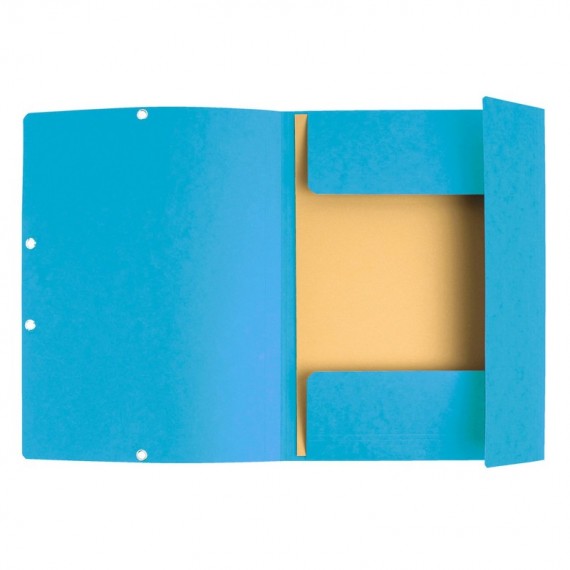 Cartellina con elastico - cartoncino lustrè - 3 lembi - 400 gr - 24x32 cm - turchese - Exacompta