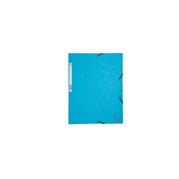 Cartellina con elastico - cartoncino lustrè - 3 lembi - 400 gr - 24x32 cm - turchese - Exacompta