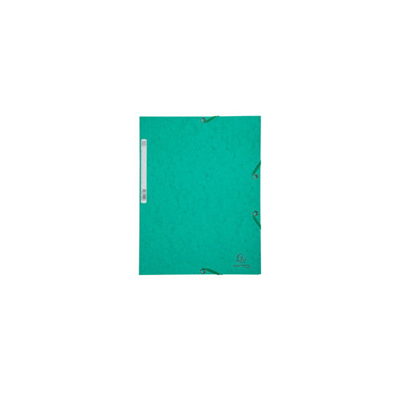 Cartellina con elastico - cartoncino lustrè - 3 lembi - 400 gr - 24x32 cm - verde - Exacompta