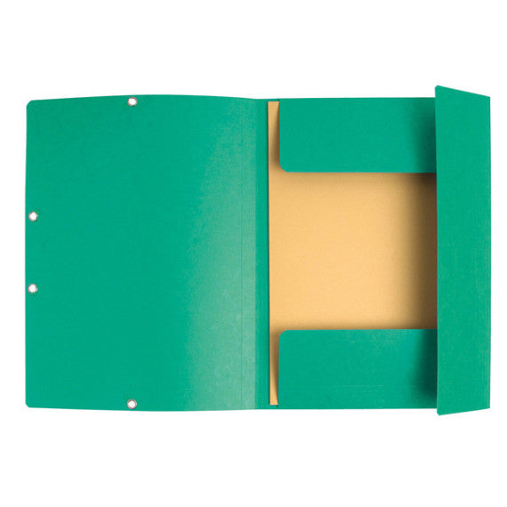 Cartellina con elastico - cartoncino lustrè - 3 lembi - 400 gr - 24x32 cm - verde - Exacompta