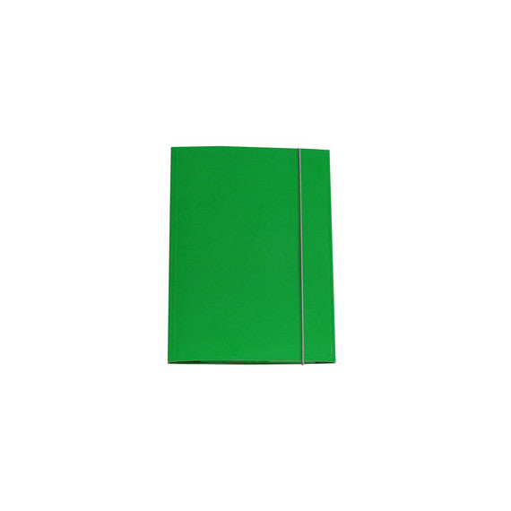 Cartellina con elastico - cartone plastificato - 3 lembi - 25x34 cm - verde - Cartotecnica del Garda