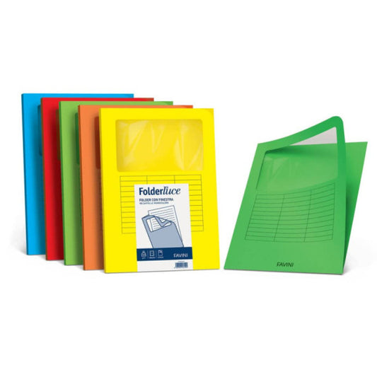 Cartellina con finestra Favini Folderluce 140 g/m² 22x31 cm conf. da 10 pistacchio - A51M124