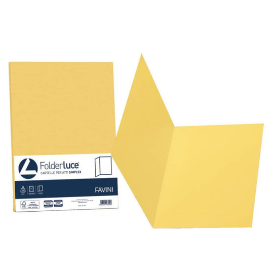 Cartellina semplice Favini FOLDER S cartoncino Simplex Luce&Acqua 200 g/m² 25x34cm giallo 53 conf.50 - A50B664