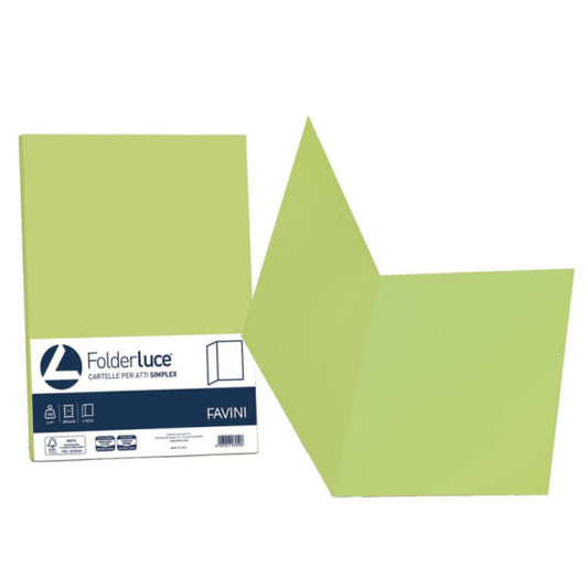 Cartellina semplice FAVINI FOLDER S cartoncino Simplex Luce&Acqua 200 g/m² 25x34cm pistacchio 54  conf.50 - A50M664