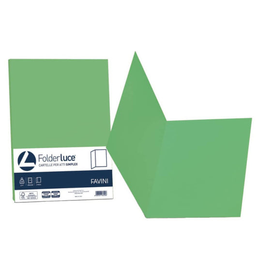 Cartellina semplice FAVINI FOLDER S cartoncino Simplex Luce&Acqua 200 g/m² 25x34cm verde 60  conf.50 - A50D664