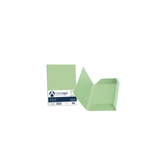Cartelline 3 lembi Acqua - 200 gr - 24,5x34,5 cm - verde chiaro - Favini - conf. 25 pezzi