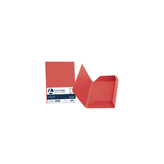 Cartelline 3 lembi Luce - 200 gr - 24,5x34,5 cm - rosso scarlatto - Favini - conf. 25 pezzi