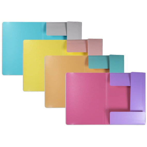 Cartelline a 3 lembi Leonardi ViceVersa A4 25,5 x 35,5 cm conf. da 4 colori assortiti - 100041254