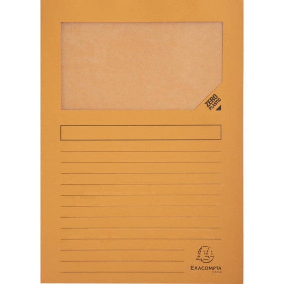 Cartelline con finestra Exacompta Forever® A4 cartoncino 120 g/m² arancio conf. da 100 - 50104E
