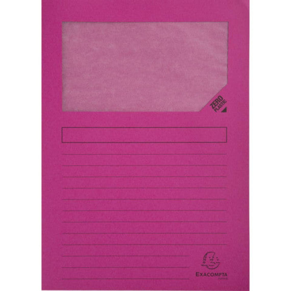 Cartelline con finestra Exacompta Forever® A4 cartoncino 120 g/m² fucsia conf. da 100 - 50108E